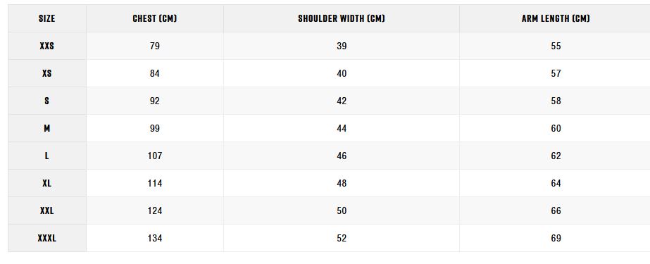 Zhik Mens Top 0 Tabla de Tallas